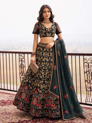 Black Embroidered Stylist Wedding Lehenga Choli