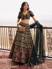 Black Embroidered Stylist Wedding Lehenga Choli