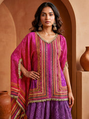 Bohemian Silk Embellished Tunic with Palazzos