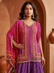 Bohemian Silk Embellished Tunic with Palazzos