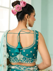 Green Georgette Fabric Sequins embroidery Semi-Stitched Lehenga & Unstitched Blouse With Dupatta