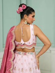 Pink Tissue Fabric Sequins embroidery Semi-Stitched Lehenga & Unstitched Blouse With Dupatta