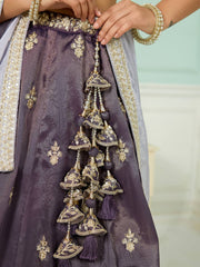 Purple Tissue Fabric Sequins embroidery Semi-Stitched Lehenga & Unstitched Blouse With Dupatta