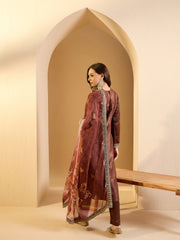Women Paisley Yoke Design Regular Velvet Kurta with Trousers & With Dupatta