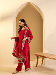 Women Ethnic Motifs Embroidered Regular Kurta with Palazzos & With Dupatta