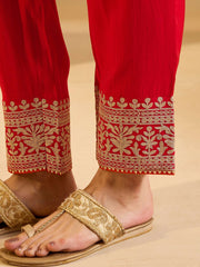 Women Ethnic Motifs Embroidered Regular Thread Work Kurta with Trousers & With Dupatta