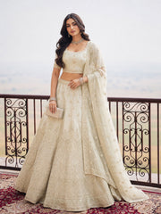 Cream Embroidered Stylist Wedding Lehenga Choli