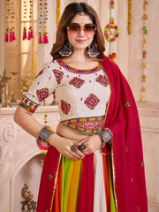 Adorable Multi-Color Cotton Mirror Work Navratri Wear Lehenga Choli