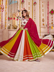 Adorable Multi-Color Cotton Mirror Work Navratri Wear Lehenga Choli