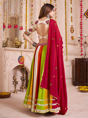 Adorable Multi-Color Cotton Mirror Work Navratri Wear Lehenga Choli