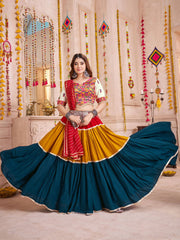 Attractive Multi-Color Cotton Lace Work Navratri Special Lehenga Choli