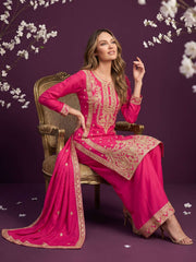 Chinnon Silk Woman Palazzo Suit In Pink