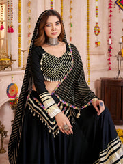 Black Chaniya Choli with Gamthi Lace for Navratri