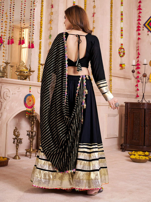 Black Chaniya Choli with Gamthi Lace for Navratri