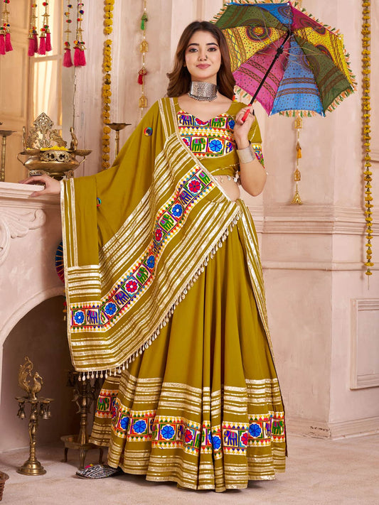 Fluorescent Green Chaniya Choli for Navratri Garba Night