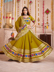 Fluorescent Green Chaniya Choli for Navratri Garba Night