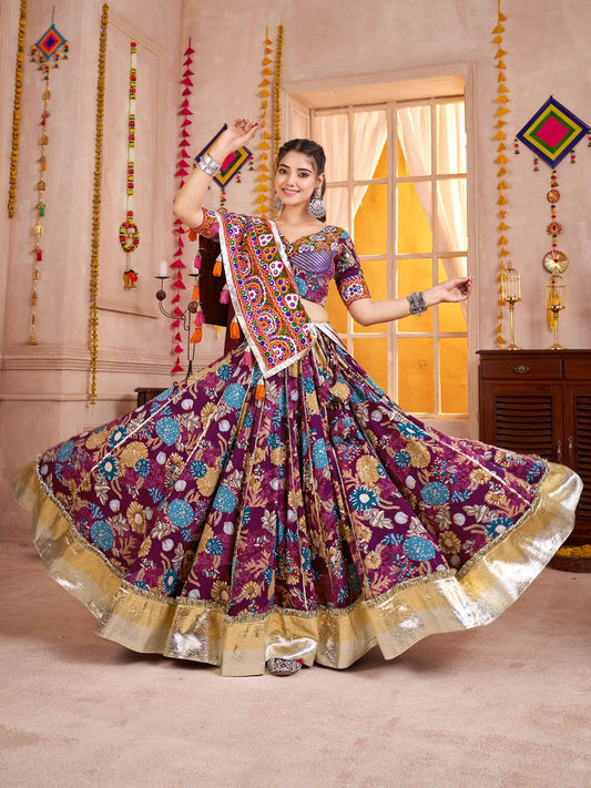 Purple Printed Navratri Chaniya Choli for Women