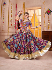 Purple Printed Navratri Chaniya Choli for Women