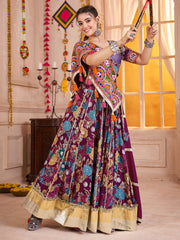 Purple Printed Navratri Chaniya Choli for Women