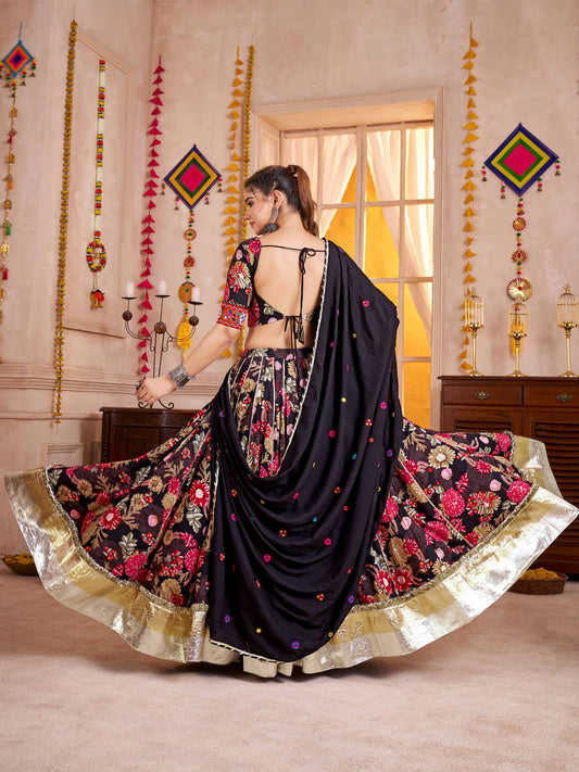 Premium Black Cotton Printed Navratri Chaniya Choli