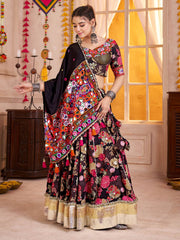 Premium Black Cotton Printed Navratri Chaniya Choli