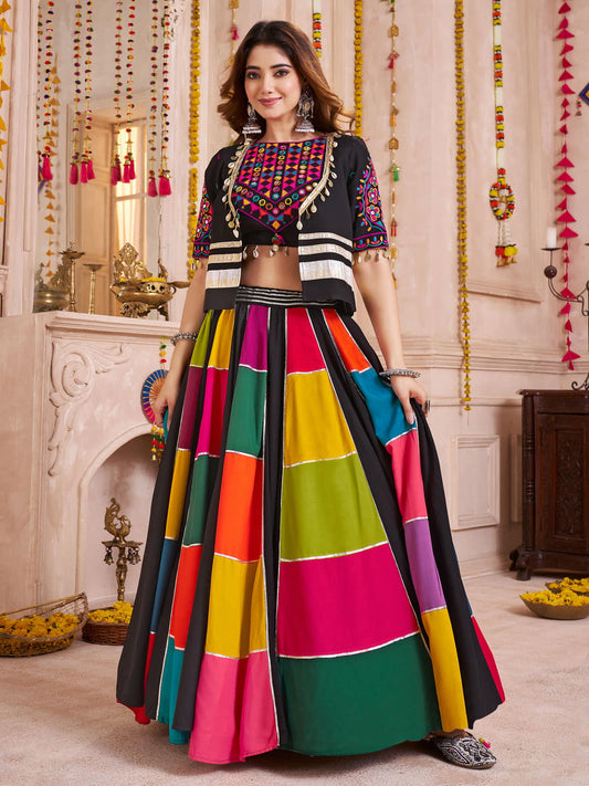 Jacket Style Designer Multi Color Chaniya Choli for Navratri