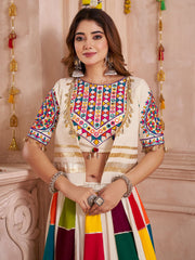 Stylish White Chaniya Choli with Jacket for Navratri Nights