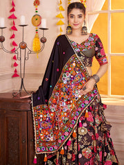 Premium Black Cotton Printed Navratri Chaniya Choli