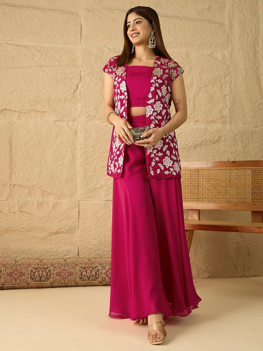 Embroidered Top with Palazzos