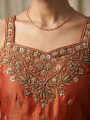 Orange Handwork and Embroidered Indo Western Palazzo Dress