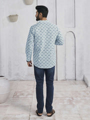 Ethnic Motifs Embroidered Chikankari Mandarin Collar Pure Cotton Straight Kurta