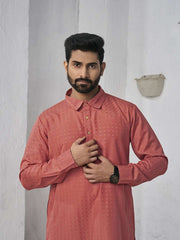 Ethnic Motifs Woven Design Shirt Collar Straight Kurta