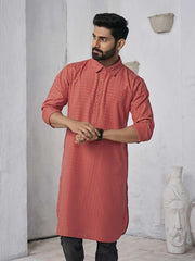 Ethnic Motifs Woven Design Shirt Collar Straight Kurta
