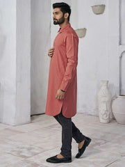 Ethnic Motifs Woven Design Shirt Collar Straight Kurta