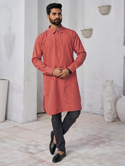 Ethnic Motifs Woven Design Shirt Collar Straight Kurta