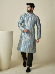 Ethnic Motifs Printed Sequinned Mandarin Collar Straight Kurta