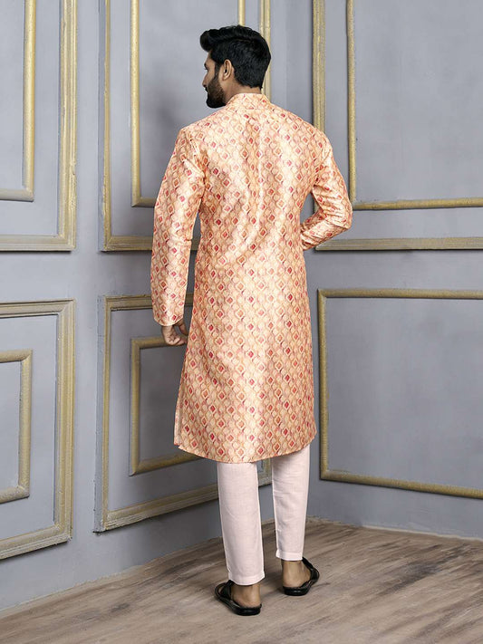 Ethnic Motifs Printed Sequinned Mandarin Collar Straight Kurta