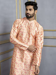 Ethnic Motifs Printed Sequinned Mandarin Collar Straight Kurta