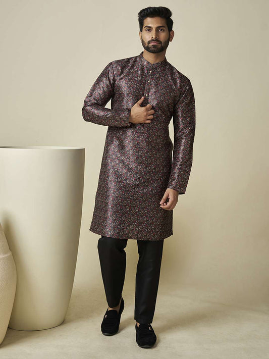 Ethnic Motifs Printed Sequinned Straight Kurta
