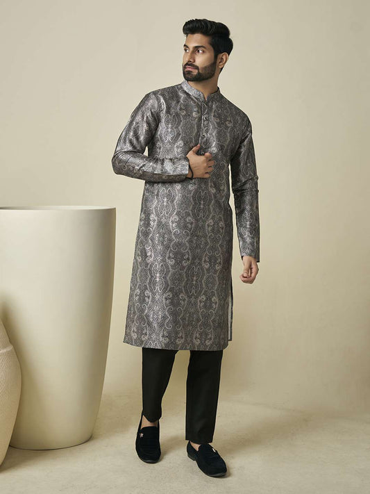 Floral Printed Mandarin Collar Straight Kurta