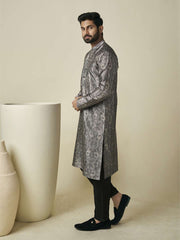 Floral Printed Mandarin Collar Straight Kurta