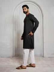 Floral Yoke Design Mandarin Collar Straight Kurta