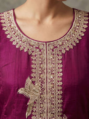 Purple Premium Silk Embroidered Anarkali Style Dress