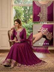 Purple Premium Silk Embroidered Anarkali Style Dress