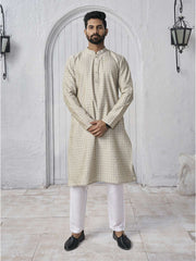Ethnic Motifs Women Design Mandarin Collar Cotton Jacquard Straight Kurta