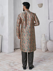 Floral Printed Mandarin Collar Straight Kurta