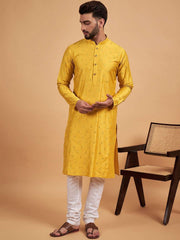 Floral Embroidered Mandarin Collar Straight Kurta