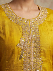 Yellow Premium Silk Embroidered Anarkali Style Dress