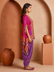 Bohemian Silk Embellished Tunic with Palazzos