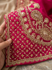 Magenta Pink Beads Embroidered Palaazo Dress